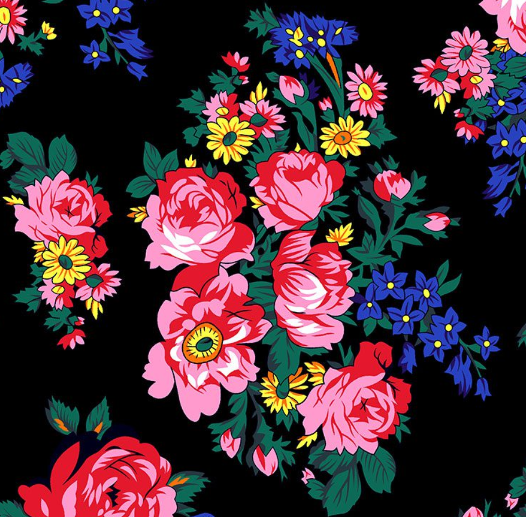 Fabric : Black Kokum Flower (design/pattern)