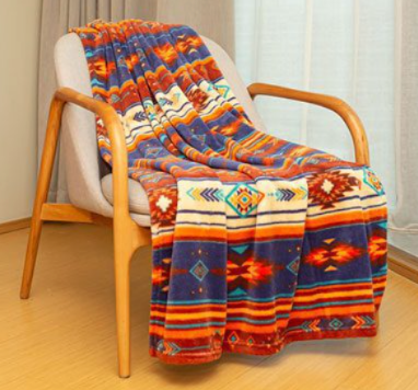 Indigenous Throw Blanket : Blue/Red Skipping Stones(design/pattern)