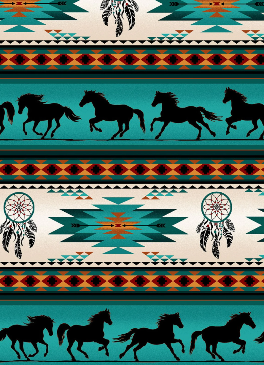 Fabric: Tucson Horse Stripe (Turquoise)
