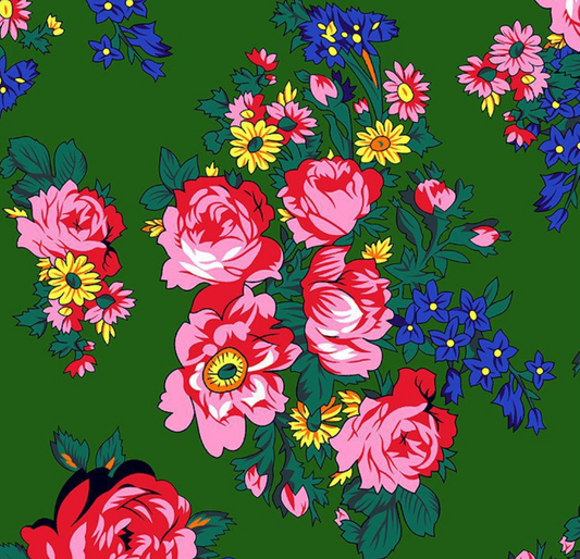 Fabric : Green Kokum Flower (design/pattern)