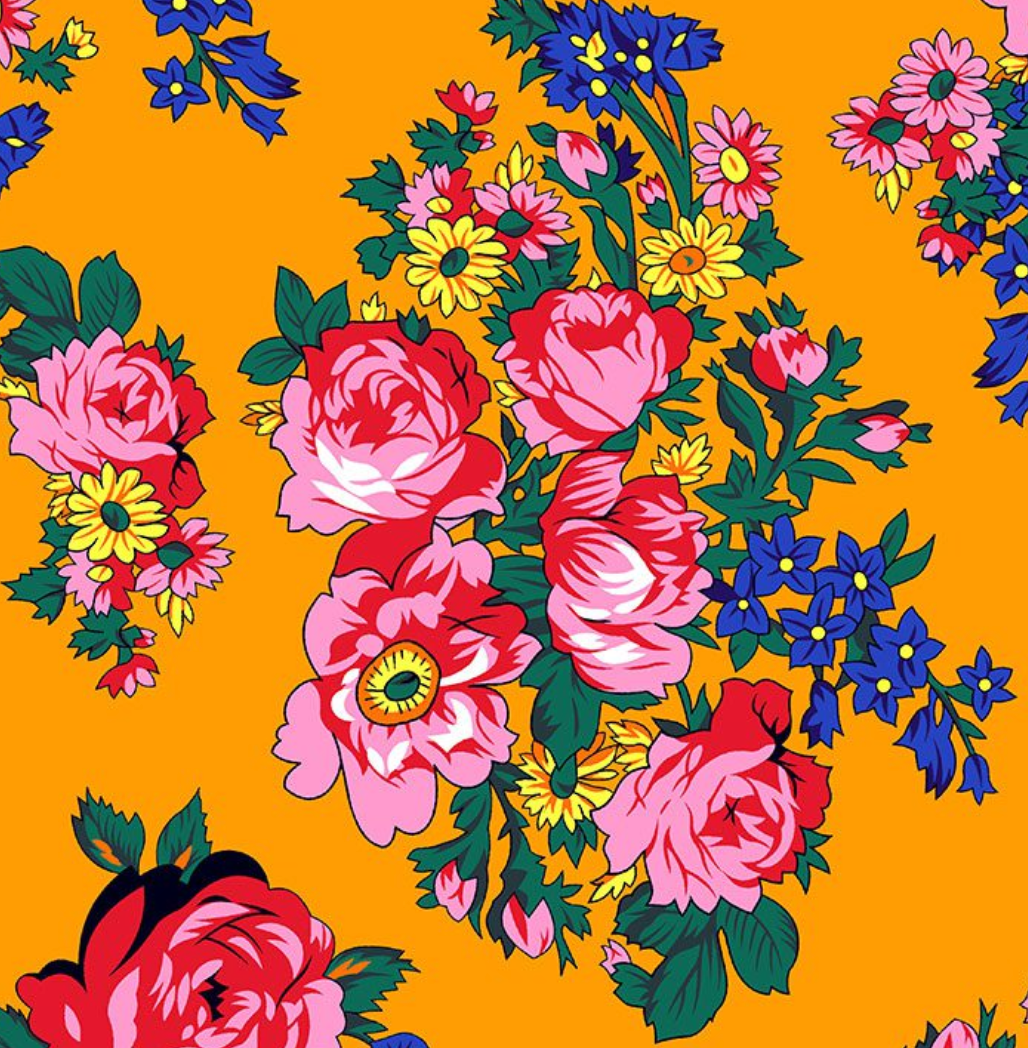 Fabric : Orange Kokum Flower (design/pattern)