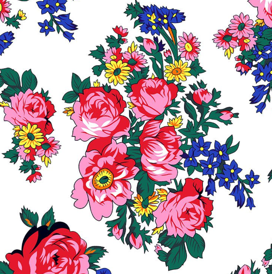 Fabric : White Kokum Flower (design/pattern)