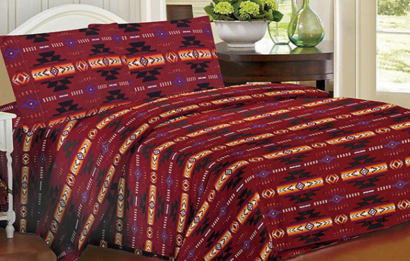 Navajo print - Burgundy Queen Set (4pc)