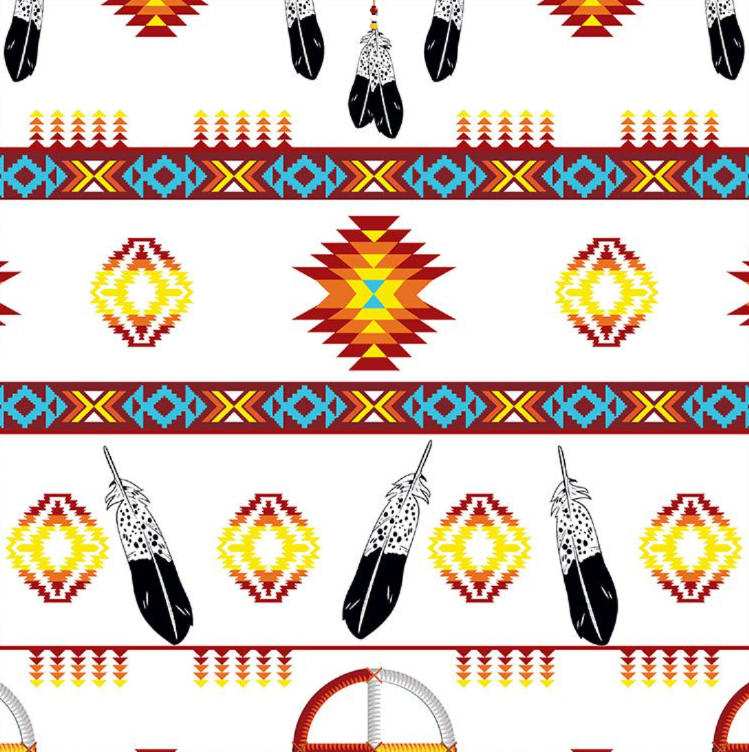 Fabric : White Medicine Wheel (design/pattern)