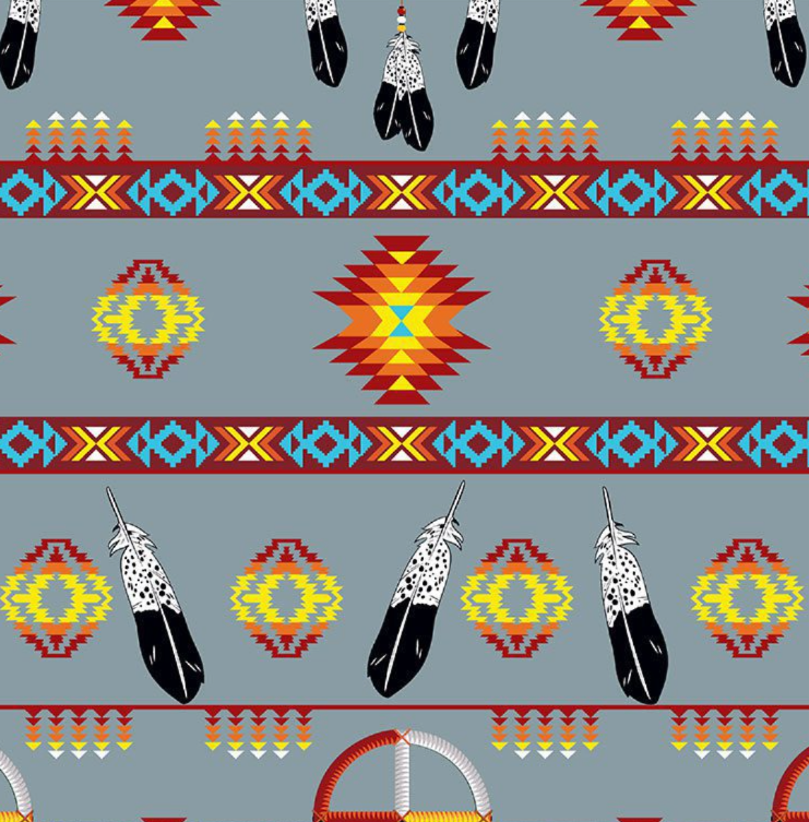 Fabric : Grey Medicine Wheel (design/pattern)