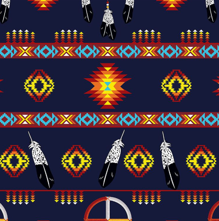 Fabric : Navy Blue Medicine Wheel (design/pattern)