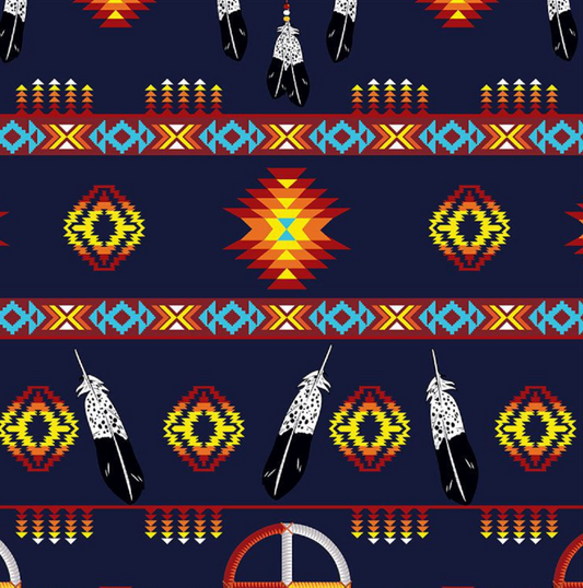 Fabric : Navy Blue Medicine Wheel (design/pattern)