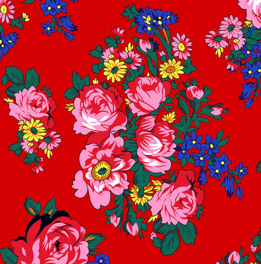 Fabric : Red Kokum Flower (design/pattern)