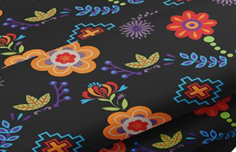 Fabric : Black Native Floral (design/pattern)