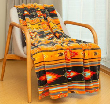 Indigenous Throw Blanket : Black/Orange Skipping Stones(design/pattern)