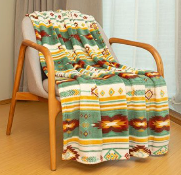 Indigenous Throw Blanket : Green/Yellow Skipping Stones(design/pattern)