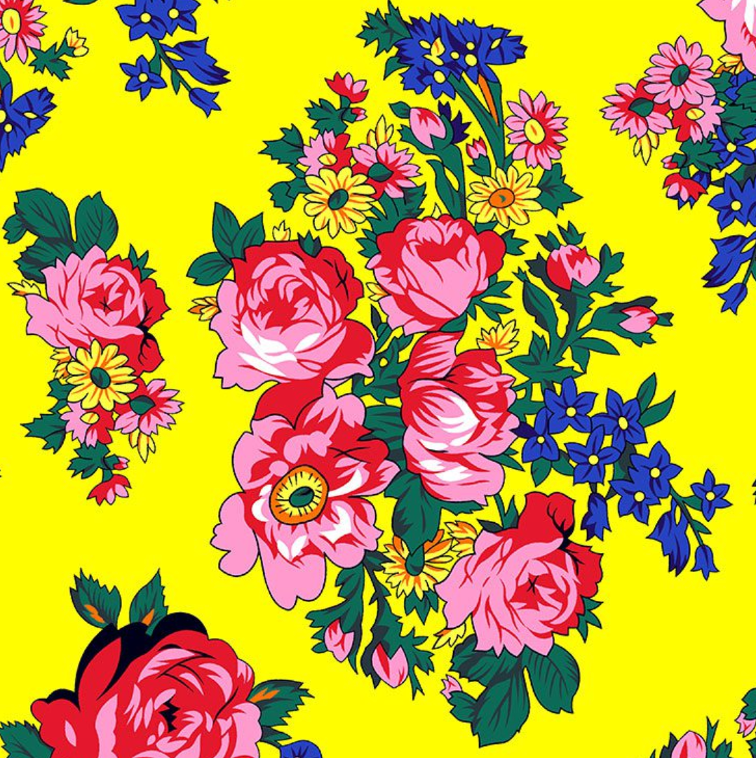 Fabric : Yellow Kokum Flower (design/pattern)